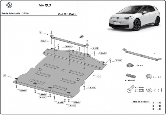 Aluminium Unterfahrschutz für Motor der Marke Volkswagen ID.3