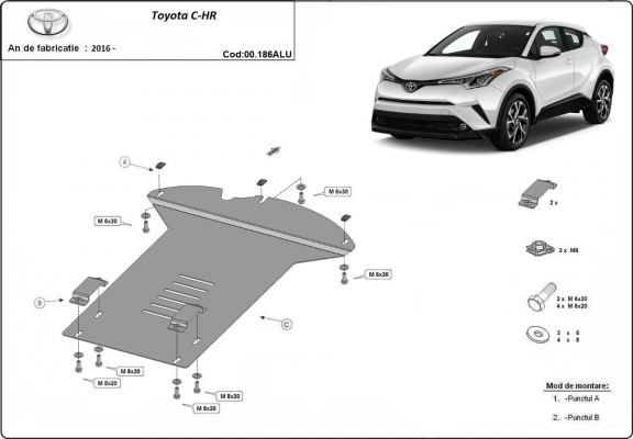 Aluminium-Katalysatorschutz / Kat-Schloss für Toyota C-HR