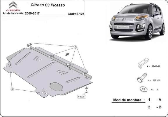 Unterfahrschutz für Motor der Marke Citroen C3 Picasso