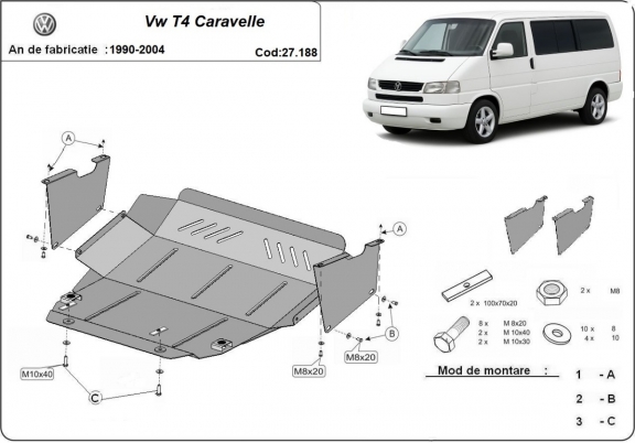 Unterfahrschutz für Motor der Marke VW Transporter T4 Caravelle