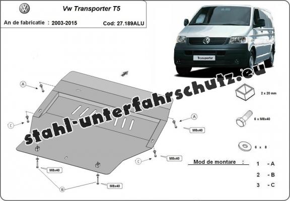 Aluminium Unterfahrschutz für Motor der Marke Volkswagen Transporter T5