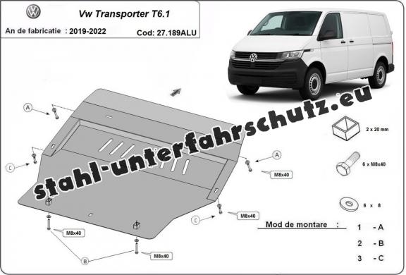 Aluminium Unterfahrschutz für Motor der Marke Volkswagen Transporter T6.1