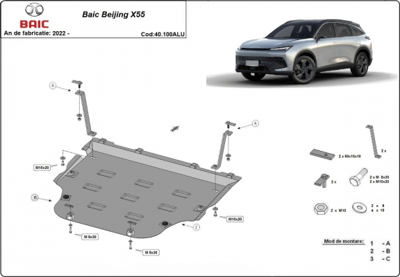 Aluminium Unterfahrschutz für Motor der Marke BAIC Beijing X55
