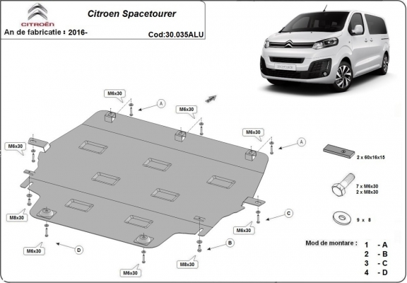 Aluminium  Unterfahrschutz Citroen Spacetourer 