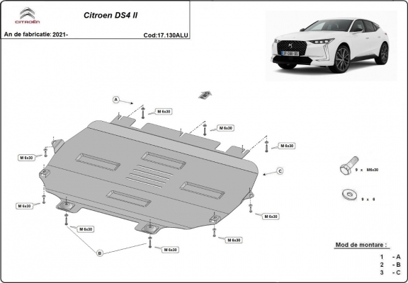 Aluminium  Unterfahrschutz Citroen DS4 II 