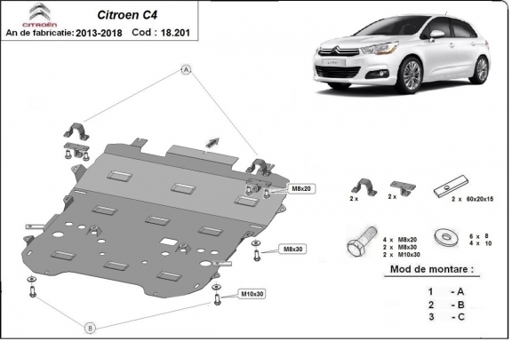 Unterfahrschutz für Motor der Marke Citroen c4