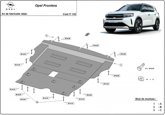 Unterfahrschutz für Motor und Getriebe aus Stahl für Opel Frontera
