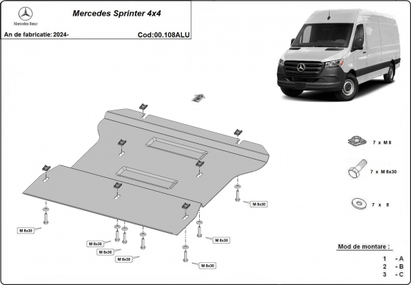Aluminium Getriebe Schutz für Mercedes Sprinter 4x4
