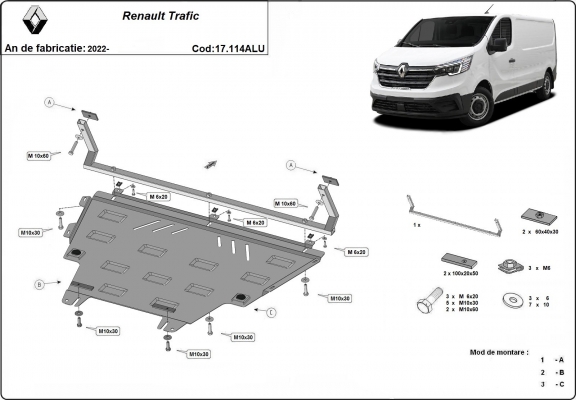 Aluminium  Unterfahrschutz Renault Trafic 