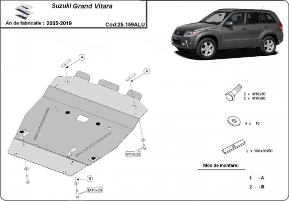 Aluminium Unterfahrschutz für Motor für den Suzuki Grand Vitara 2