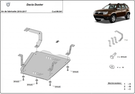 Stahlschutz für Treibstofftank der Marke  Dacia Duster