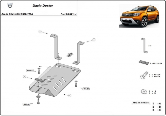 Stahl Differentialschutz für  Dacia Duster 4x4