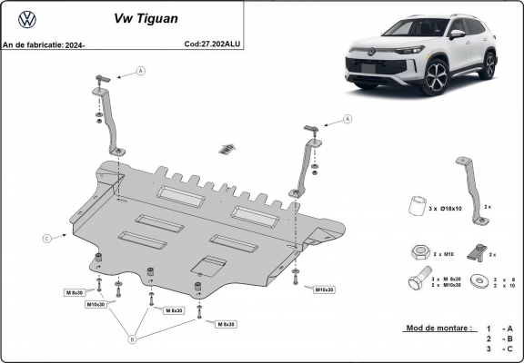 Aluminium Unterfahrschutz für Motor der Marke VW Tiguan