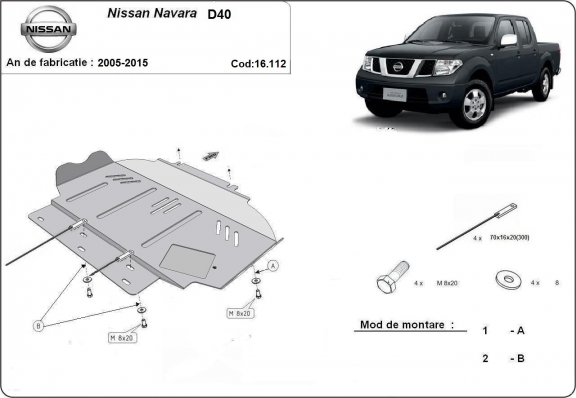 Unterfahrschutz für Motor der Marke Nissan Navara D40