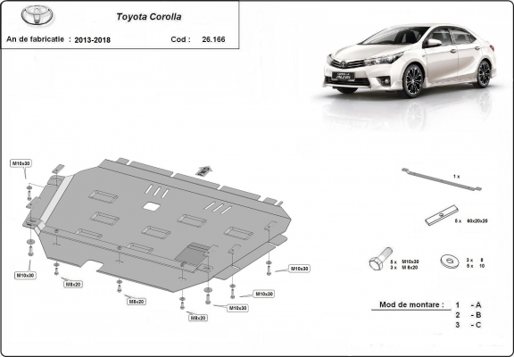 Unterfahrschutz für Motor der Marke Toyota Corolla