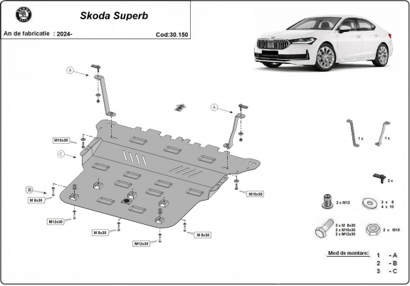 Unterfahrschutz für Motor der Marke Skoda Superb 4