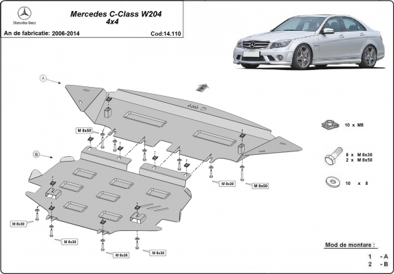 Unterfahrschutz für Motor der Marke Mercedes C-Class W204 4x4
