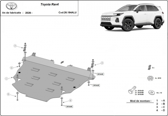 Aluminium Unterfahrschutz für Motor der Marke Toyota RAV4