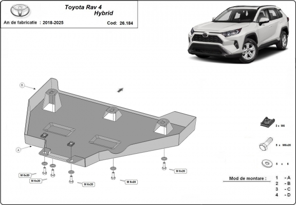 Stahl Differentialschutz für Toyota RAV 4 Hybrid