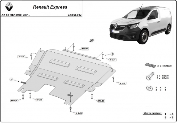 Unterfahrschutz für Motor der Marke Renault Express