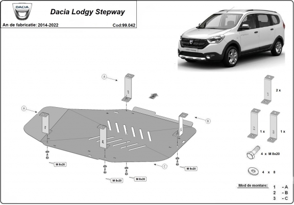 Stahschutz für Treibstofftank der Marke  Dacia Lodgy Stepway