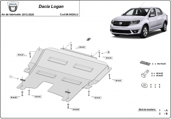 Aluminium Unterfahrschutz für Motor der Marke DACIA LOGAN 2