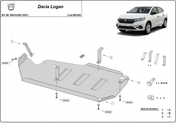 Stahschutz für Treibstofftank der Marke  Dacia Logan