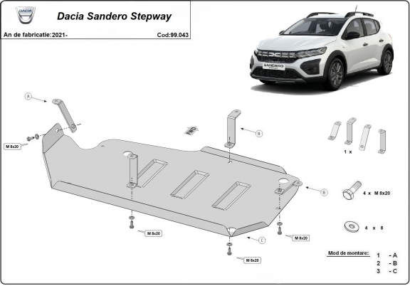 Stahschutz für Treibstofftank der Marke  Dacia Sandero Stepway