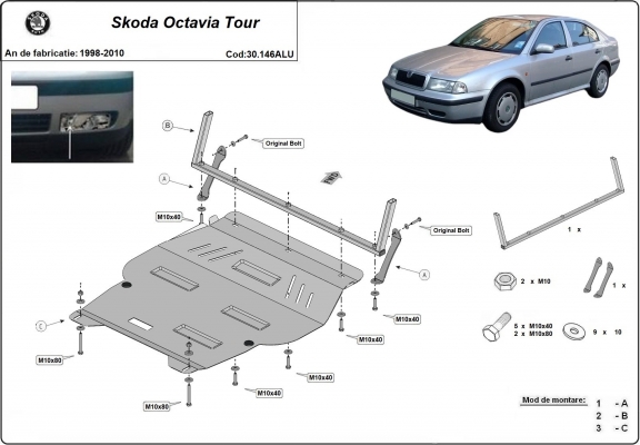 Aluminium Unterfahrschutz für Motor und Getriebe für den Skoda Octavia