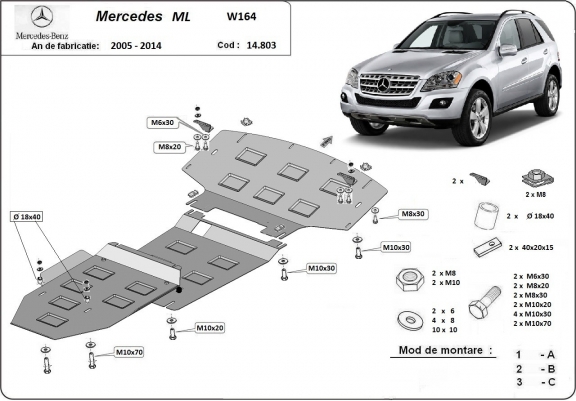 Unterfahrschutz für Motor der Marke Mercedes ML W164