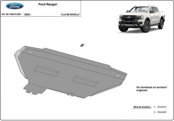 Unterer Aluminium-Kühlerschutz für den Ford Ranger