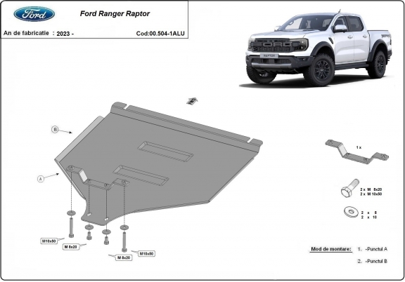 Aluminium Getriebe Schutz für Ford Ranger Raptor