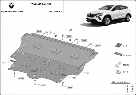Aluminium  Unterfahrschutz Renault Austral 