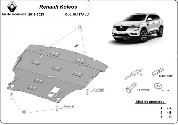 Aluminium  Unterfahrschutz Renault Koleos 