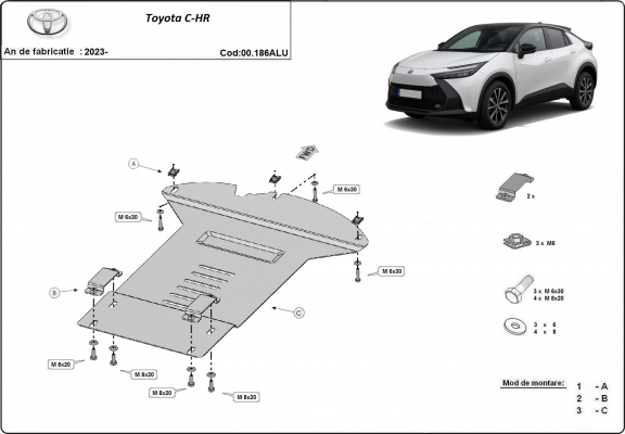 Aluminium-Katalysatorschutz / Kat-Schloss für Toyota C-HR