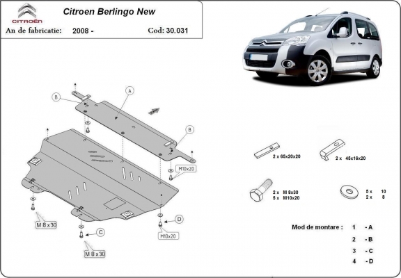 Unterfahrschutz für Motor der Marke Citroen Berlingo