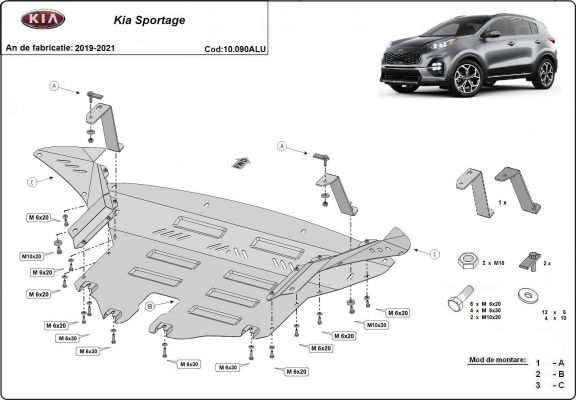 Aluminium Unterfahrschutz für Motor und Getriebe für den Kia Sportage