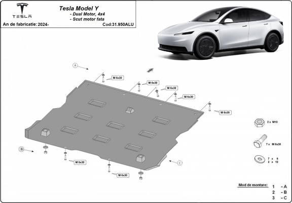 Vorderer Aluminium-Motorschutz für Elektromotor – Tesla model Y