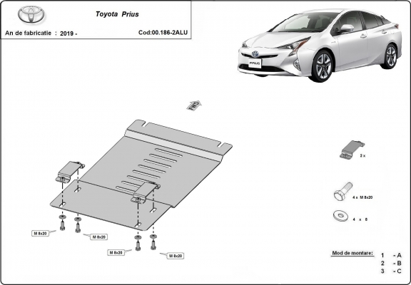 Aluminium-Katalysatorschutz / Kat-Schloss für Toyota Prius