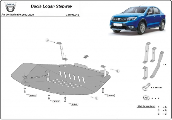 Stahschutz für Treibstofftank der Marke  Dacia Logan Stepway