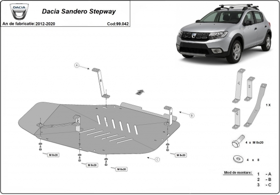 Stahschutz für Treibstofftank der Marke  Dacia Sandero Stepway