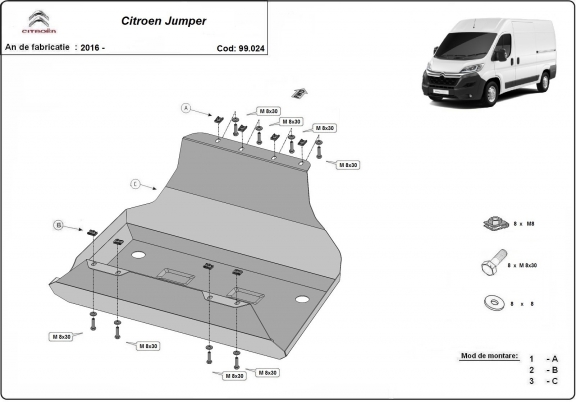 Stahlschutz für Treibstofftank der Citroen Jumper