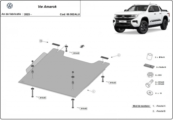 Aluminium Unterfahrschutz für Verteilergetriebe Volkswagen Amarok