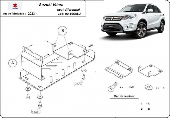 Unterfahrschutz für Motor der Marke Suzuki Vitara - Aktionspaket Aluminium