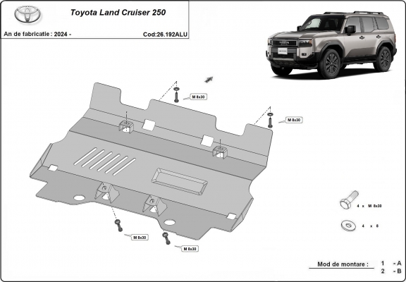 Unterfahrschutz für Motor der Marke Toyota Land Cruiser - Aktionspaket Aluminium