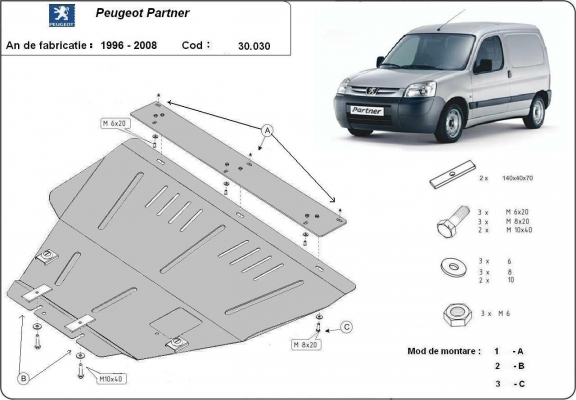 Unterfahrschutz für Motor der Marke Peugeot Partner