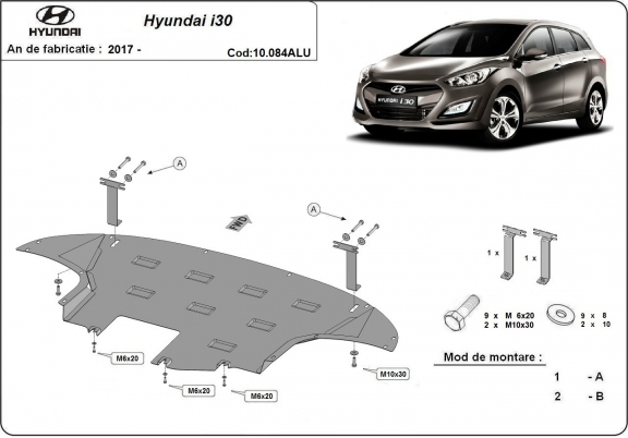 Aluminium Unterfahrschutz für Motor und Getriebe für den Hyundai i30