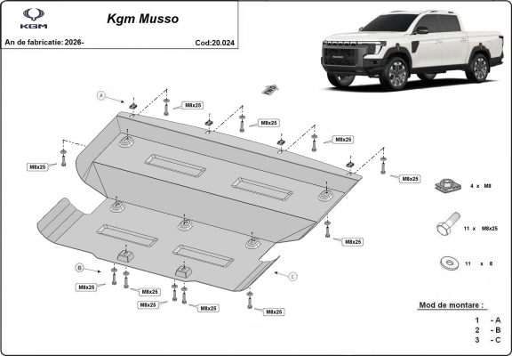 Unterfahrschutz für Motor der KGM Musso 