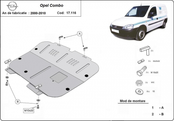 Unterfahrschutz für Motor der Marke Opel Combo C  