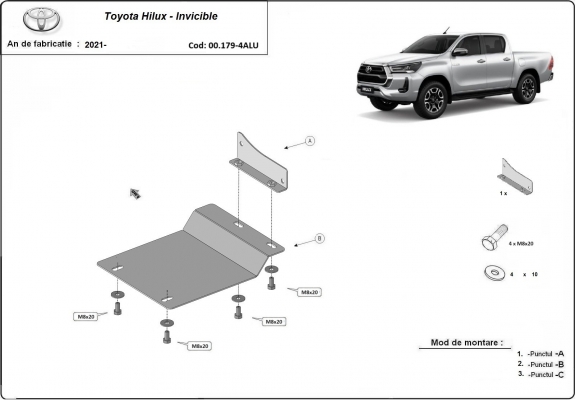 Aluminium Schutz für DPF Sensoren der Marke Toyota Hilux